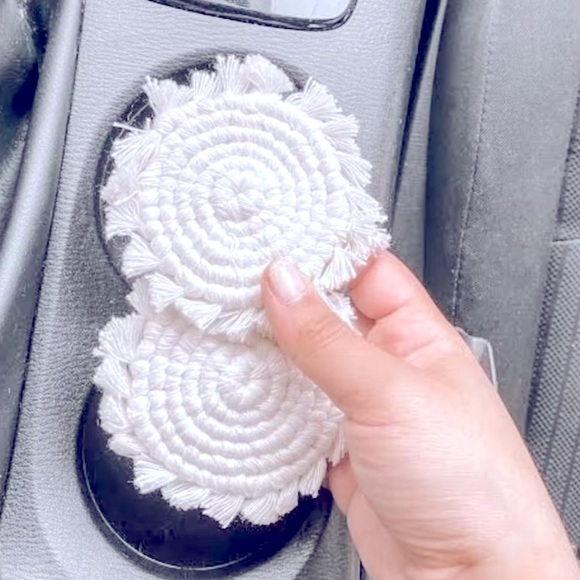 NEW: [2pc Set] Soul Embellishment’s Hand Woven Macrame Car Decor Coasters - Picture 4 of 17